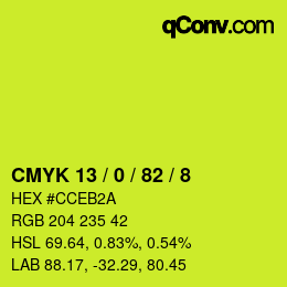 Color code: CMYK 13 / 0 / 82 / 8 | qconv.com