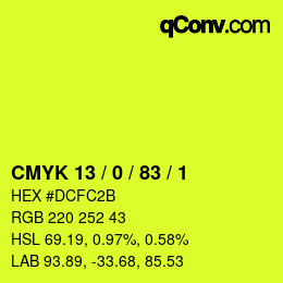 Farbcode: CMYK 13 / 0 / 83 / 1 | qconv.com