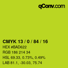 Color code: CMYK 13 / 0 / 84 / 16 | qconv.com
