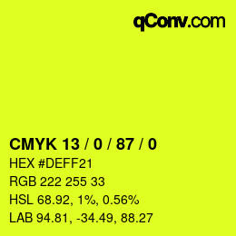 颜色代码: CMYK 13 / 0 / 87 / 0 | qconv.com