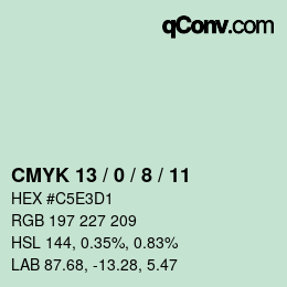Code couleur: CMYK 13 / 0 / 8 / 11 | qconv.com