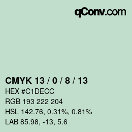 颜色代码: CMYK 13 / 0 / 8 / 13 | qconv.com