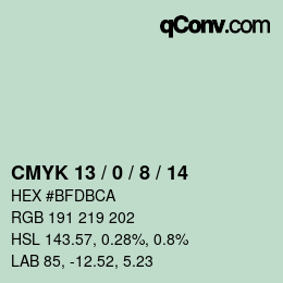 カラーコード: CMYK 13 / 0 / 8 / 14 | qconv.com