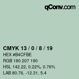 カラーコード: CMYK 13 / 0 / 8 / 19 | qconv.com