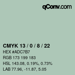 Color code: CMYK 13 / 0 / 8 / 22 | qconv.com