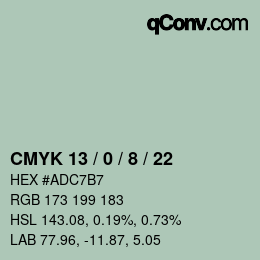 カラーコード: CMYK 13 / 0 / 8 / 22 | qconv.com