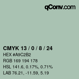 Color code: CMYK 13 / 0 / 8 / 24 | qconv.com