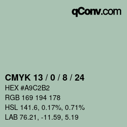 カラーコード: CMYK 13 / 0 / 8 / 24 | qconv.com