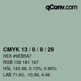 カラーコード: CMYK 13 / 0 / 8 / 29 | qconv.com