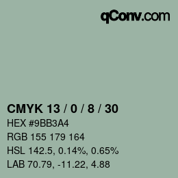 颜色代码: CMYK 13 / 0 / 8 / 30 | qconv.com