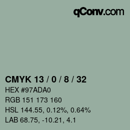 颜色代码: CMYK 13 / 0 / 8 / 32 | qconv.com