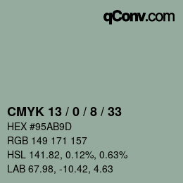 カラーコード: CMYK 13 / 0 / 8 / 33 | qconv.com