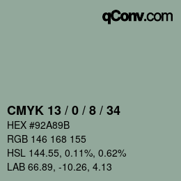 カラーコード: CMYK 13 / 0 / 8 / 34 | qconv.com