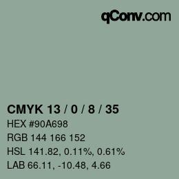 Color code: CMYK 13 / 0 / 8 / 35 | qconv.com