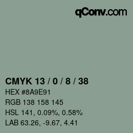 カラーコード: CMYK 13 / 0 / 8 / 38 | qconv.com