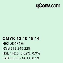 カラーコード: CMYK 13 / 0 / 8 / 4 | qconv.com