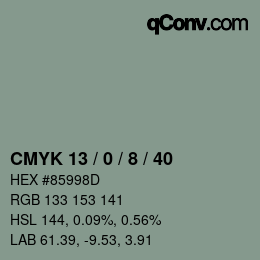 Color code: CMYK 13 / 0 / 8 / 40 | qconv.com