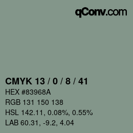 Color code: CMYK 13 / 0 / 8 / 41 | qconv.com