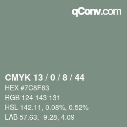 Color code: CMYK 13 / 0 / 8 / 44 | qconv.com