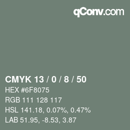 Color code: CMYK 13 / 0 / 8 / 50 | qconv.com