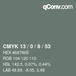 カラーコード: CMYK 13 / 0 / 8 / 53 | qconv.com