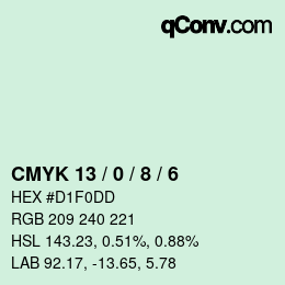 カラーコード: CMYK 13 / 0 / 8 / 6 | qconv.com