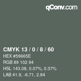 カラーコード: CMYK 13 / 0 / 8 / 60 | qconv.com
