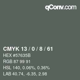 Color code: CMYK 13 / 0 / 8 / 61 | qconv.com