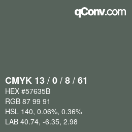 Código de color: CMYK 13 / 0 / 8 / 61 | qconv.com