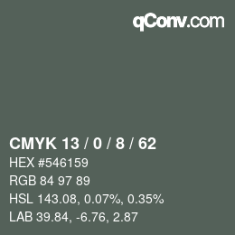 Color code: CMYK 13 / 0 / 8 / 62 | qconv.com