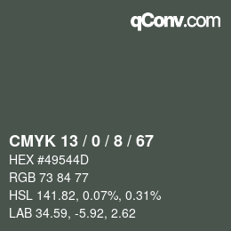 Color code: CMYK 13 / 0 / 8 / 67 | qconv.com