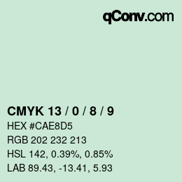 カラーコード: CMYK 13 / 0 / 8 / 9 | qconv.com