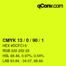 Código de color: CMYK 13 / 0 / 90 / 1 | qconv.com