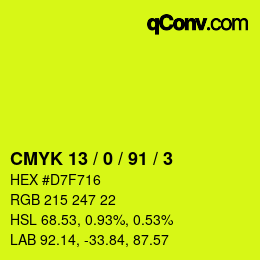 カラーコード: CMYK 13 / 0 / 91 / 3 | qconv.com