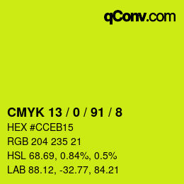 Farbcode: CMYK 13 / 0 / 91 / 8 | qconv.com