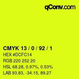 Color code: CMYK 13 / 0 / 92 / 1 | qconv.com