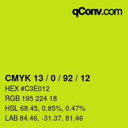 Color code: CMYK 13 / 0 / 92 / 12 | qconv.com