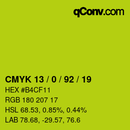 颜色代码: CMYK 13 / 0 / 92 / 19 | qconv.com
