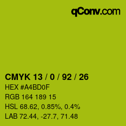 Color code: CMYK 13 / 0 / 92 / 26 | qconv.com