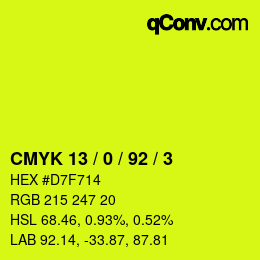 Color code: CMYK 13 / 0 / 92 / 3 | qconv.com