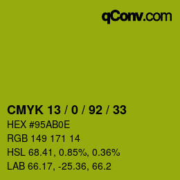 颜色代码: CMYK 13 / 0 / 92 / 33 | qconv.com