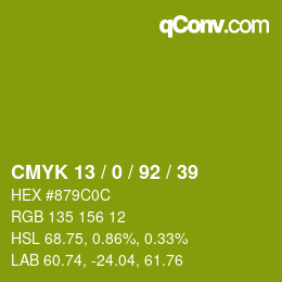 颜色代码: CMYK 13 / 0 / 92 / 39 | qconv.com