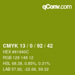 颜色代码: CMYK 13 / 0 / 92 / 42 | qconv.com