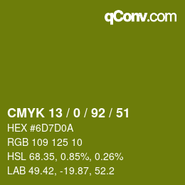 カラーコード: CMYK 13 / 0 / 92 / 51 | qconv.com