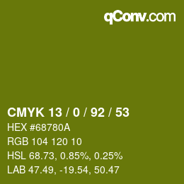 カラーコード: CMYK 13 / 0 / 92 / 53 | qconv.com