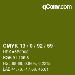 颜色代码: CMYK 13 / 0 / 92 / 59 | qconv.com