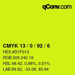 Color code: CMYK 13 / 0 / 92 / 6 | qconv.com