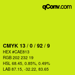 Color code: CMYK 13 / 0 / 92 / 9 | qconv.com