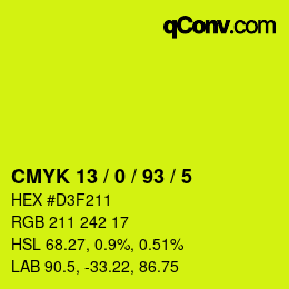 Color code: CMYK 13 / 0 / 93 / 5 | qconv.com