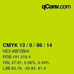 カラーコード: CMYK 13 / 0 / 98 / 14 | qconv.com
